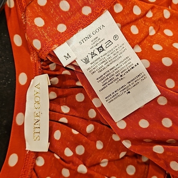 💕STINE GOYA💕 Caitlin Midi Dress ~ Rust Orange Polka Dot Print Medium - Picture 16 of 16